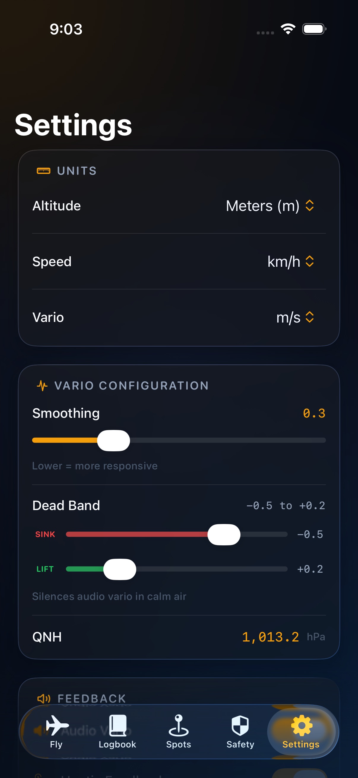 Thermi Settings — vario configuration